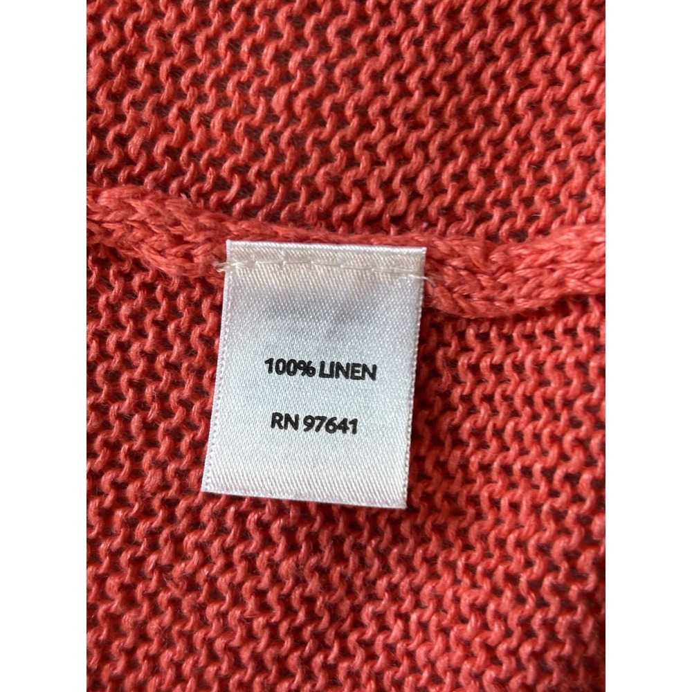 J Jill Love Linen Sweater Womens Small Coral Pink Orange Cardigan Lightweight - Picture 6 of 8